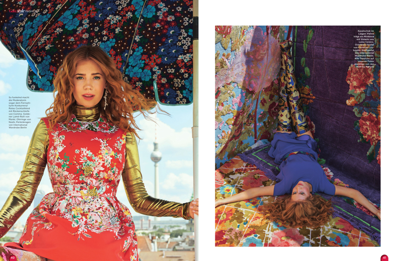 photographer wiebke bosse with model and moderator palina rojinksi for gala magazine with hairstylist sacha schuette